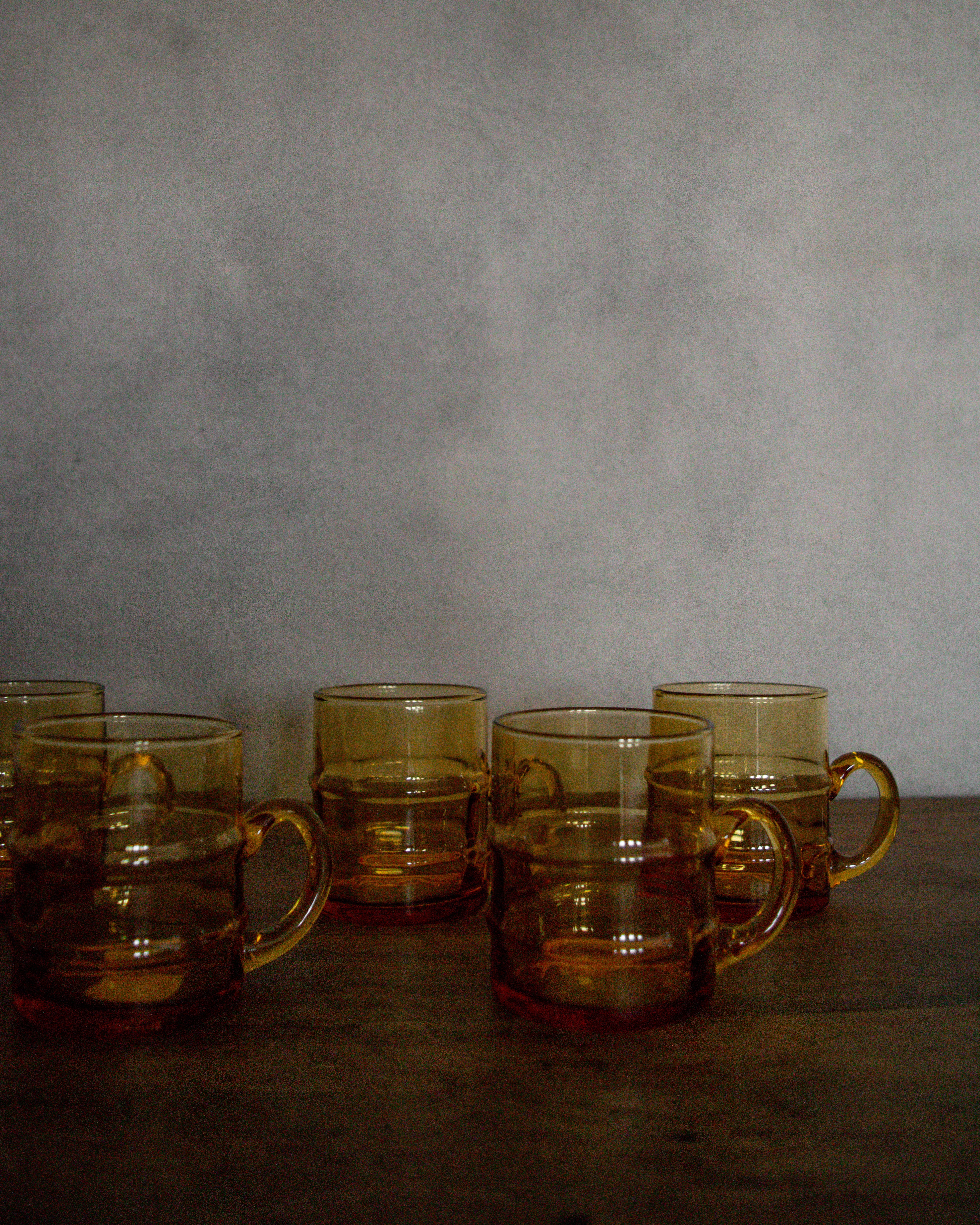 Vintage Set of Six Clear Crosshatched Drinking Glasses