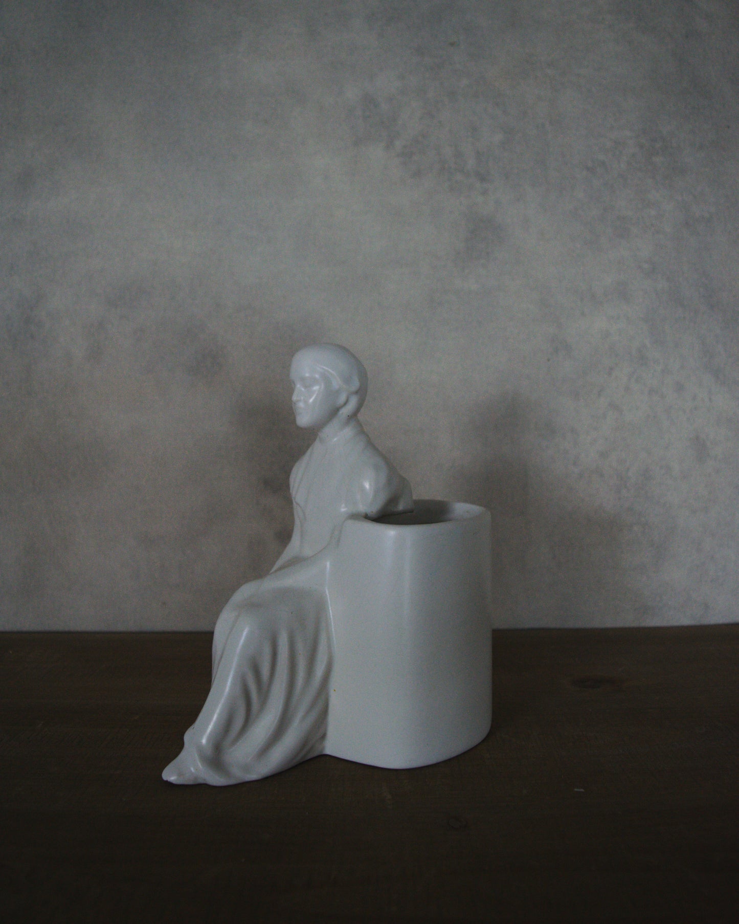 Vintage White Sitting Woman Planter